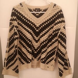Mexx Black and Cream V-Neck Sweater